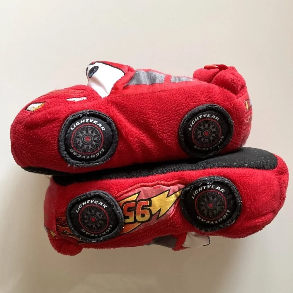 Disney Lightning McQueen Plush Slippers Unisex EUC